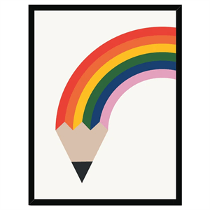Roomytown Rainbow Pencil Framed Art Print 50 x 70cm